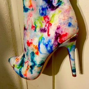 Colorful and FUN! OTK stiletto heeled boots size 7US / 38UK NWT - watercolor